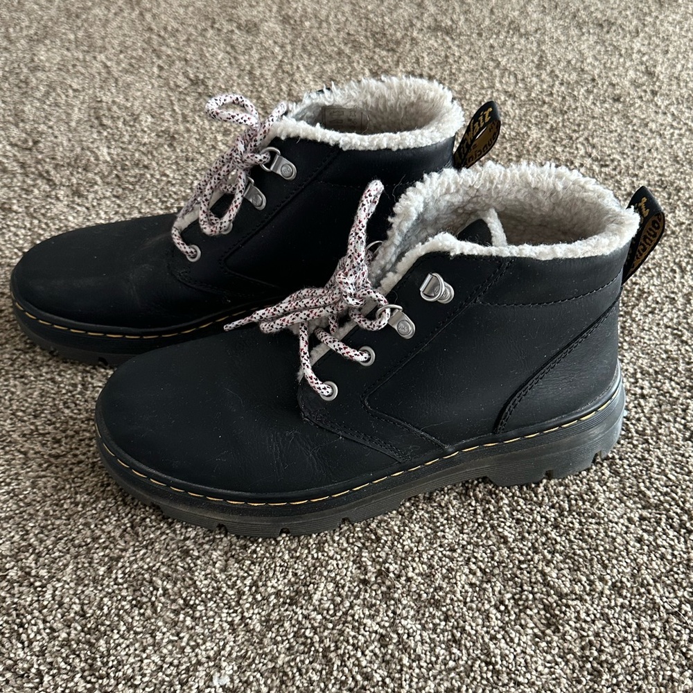 Dr. Martens Black Sherpa-Lined Lace-Up Boots
